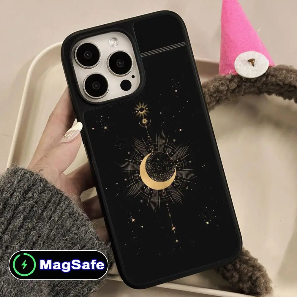 

Чехол для мобильного телефона Sun Moon для iPhone 17, 16, 15, 14, 13, 12, 11 Air Pro Max Plus Magsafe, матовая поверхность, красочный чехол, роскошный