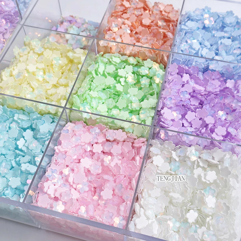 Mocha 6MM Flower Flat Back 8 Colors Glass Crystal Nail Art Rhinestone 30/100Pcs DIY Manicure Decoration Accessories Stone