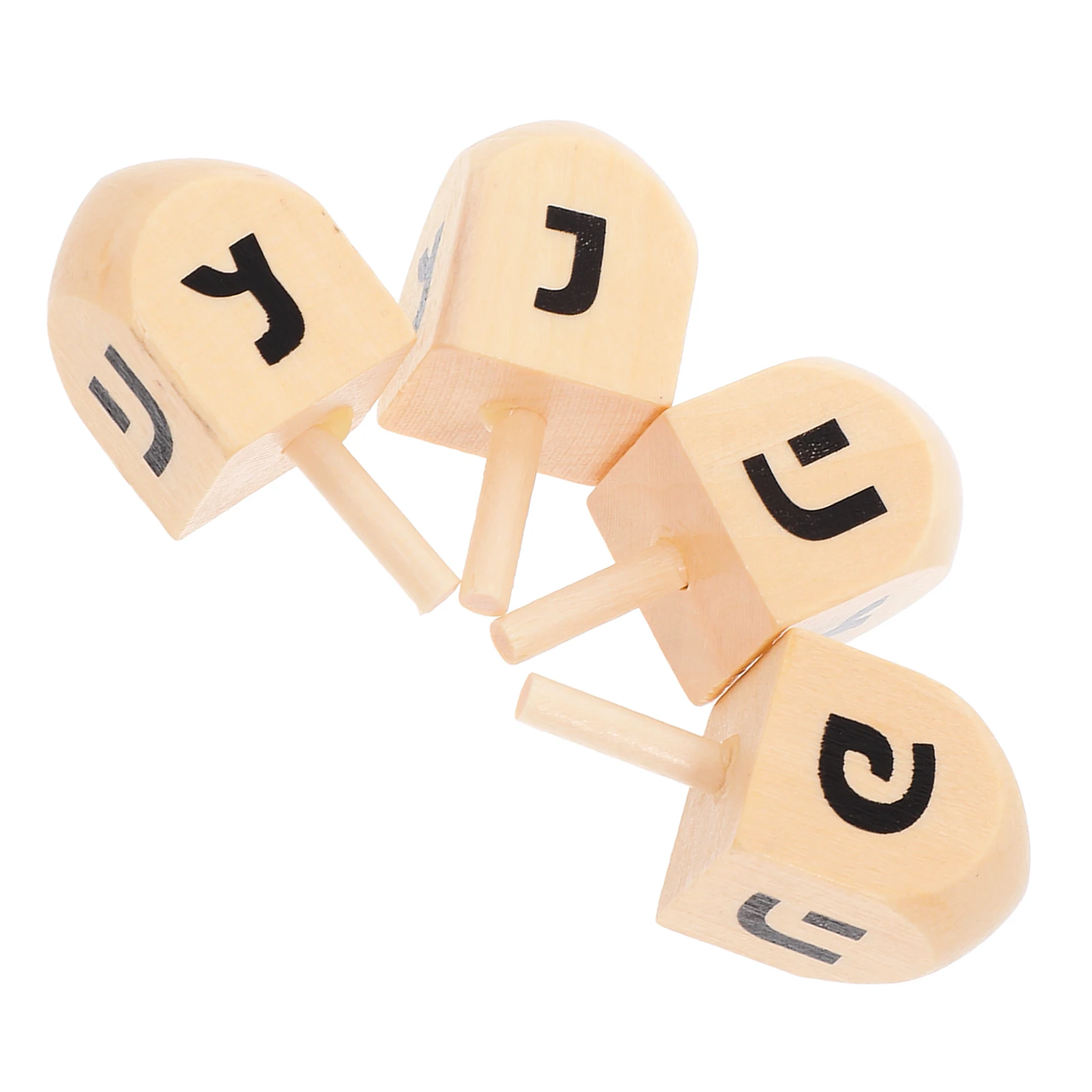 

4pcs Wooden Dreidels Hanukkah Unpainted Spinning Tops Kids Educational Party Favors Durable Craft Decor Bulk Set