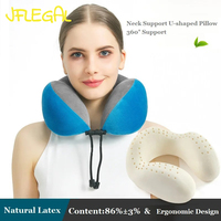 JFLEGAL Natural Latex Neck Pillow Travel for Airplane U-shaped Pillow Orthopedic Body Pillow Kussen Oreiller Almohada Cervical