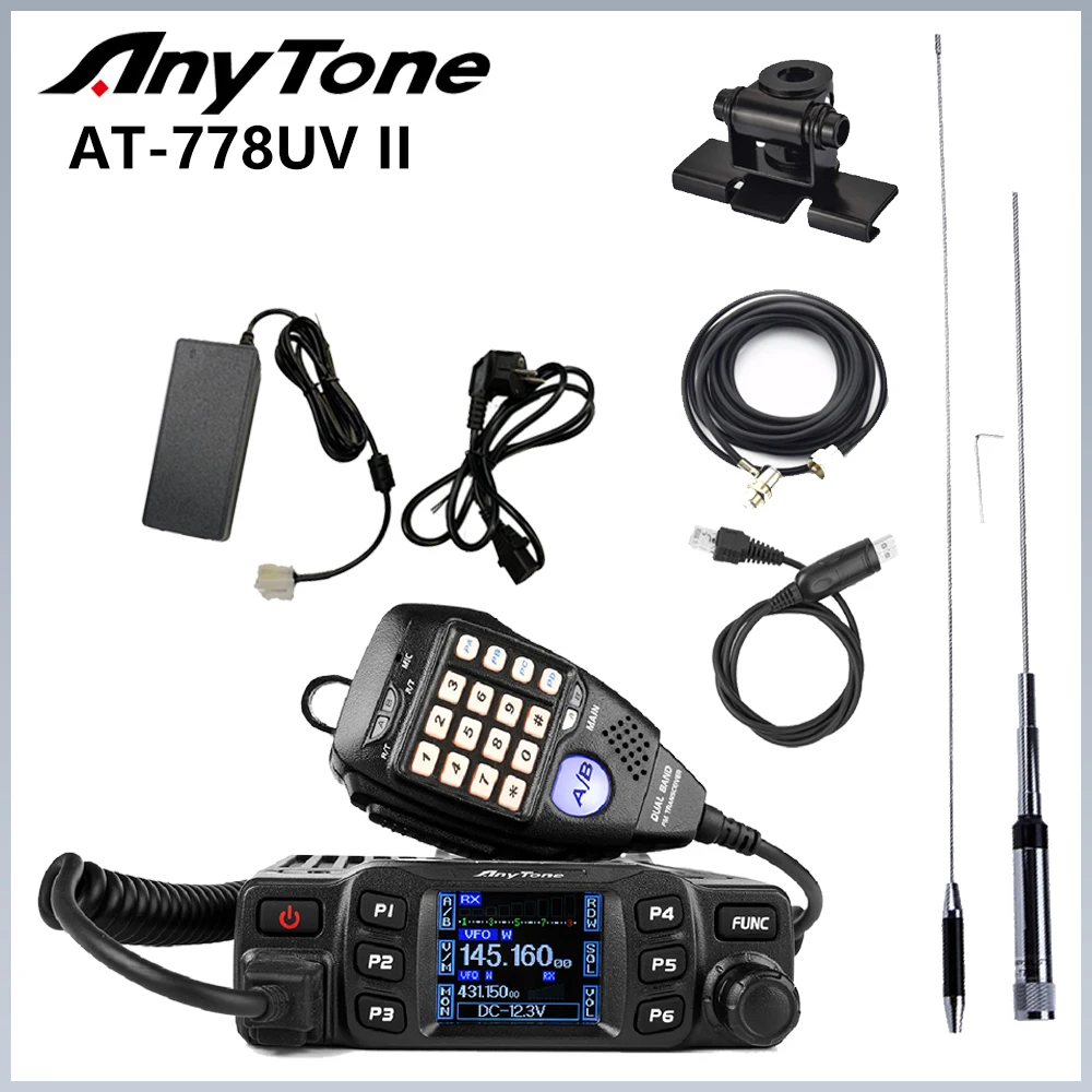 

AnyTone New AT-778UV II VHF/UHF Dual Band Mobile Transceiver 25W Amateur Ham Radio