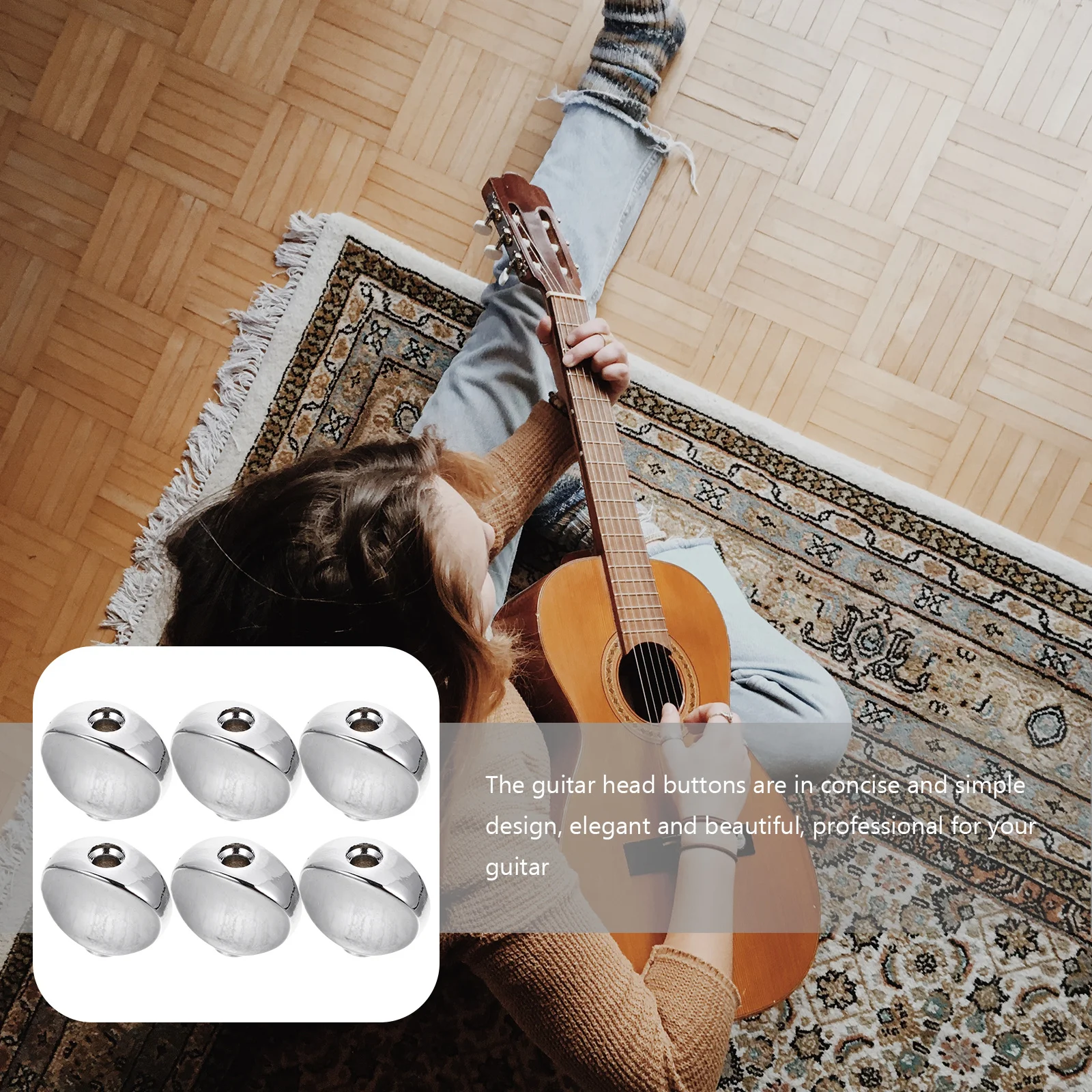 

6Pcs Electric Guitar Head Buttons Metal Small Oval Tuners for Acoustic Guitar Replacement Pegs Tuner Knobs String Machine Heads
