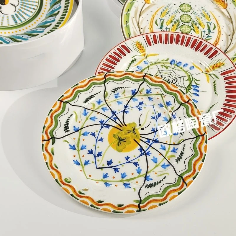 مجموعة أطباق ستيك سيراميك مبتكرة مرسومة يدويًا مقاس 10 بوصة للاستخدام المنزلي مجموعة أطباق العشاء الغربية #3