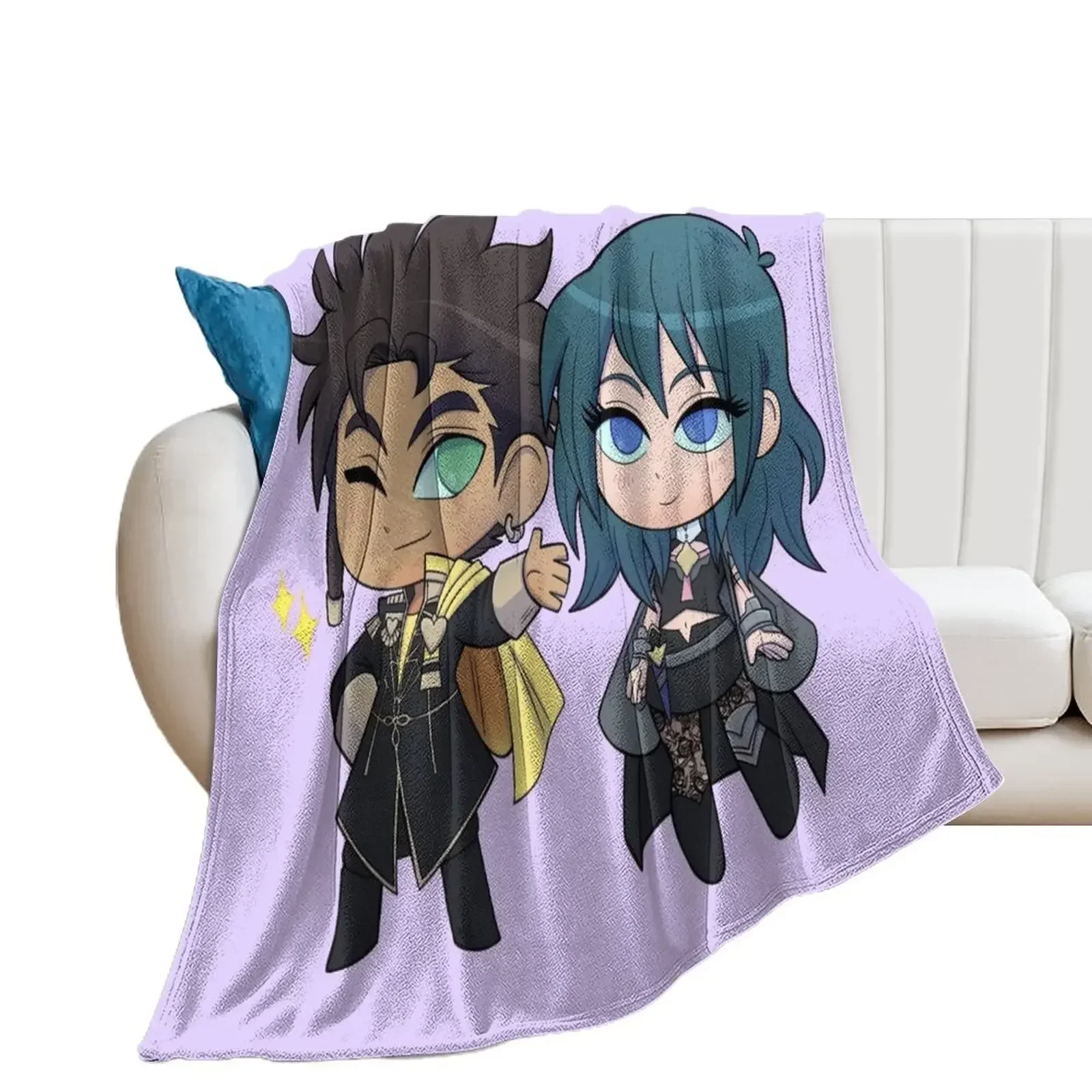 Byleth (F!Byleth) and Claude - Fire Emblem Three Houses - Chibi Cuties Throw Blanket Winter beds Soft Beds Kid'S Blankets