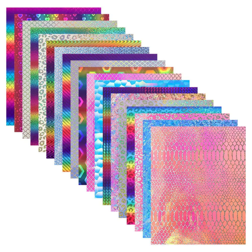 12in x 19in Multiple Styles Holographic Gradient Adhesive Craft Vinyl 19 Assorted Colors Making Signs Cups Wall Decor for cut