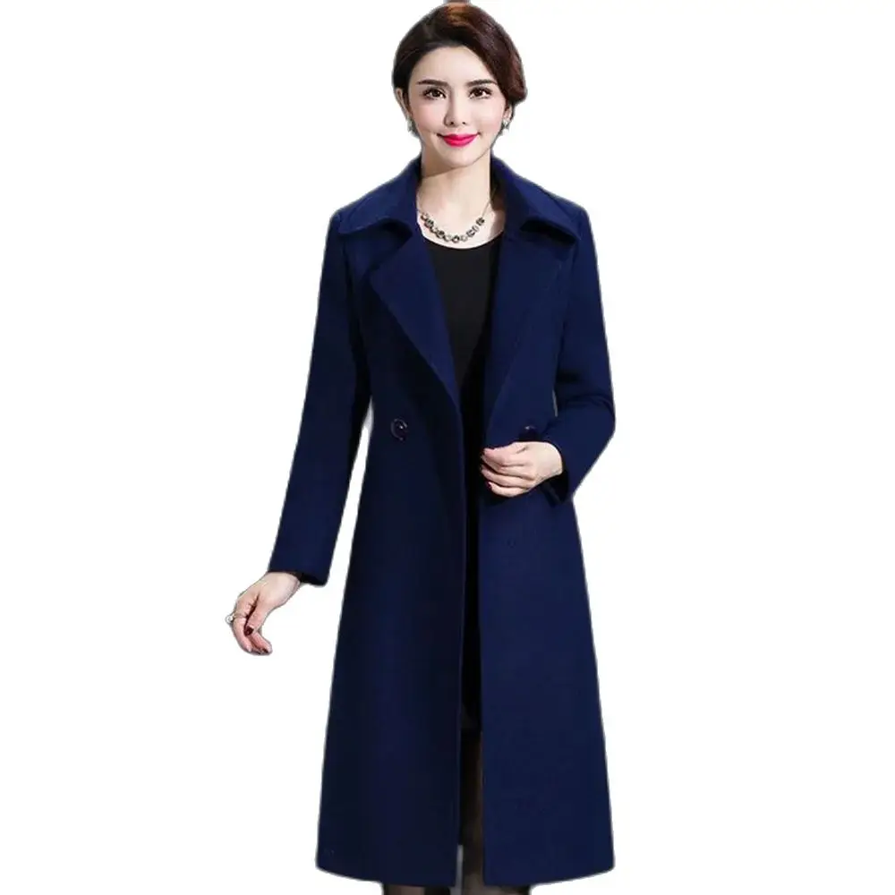 

Autumn And WinterNew Woolen Coat Middle-aged And Elderly High-grade Over-the-knee Slim Temperament Double-sided Cashmere Coat.