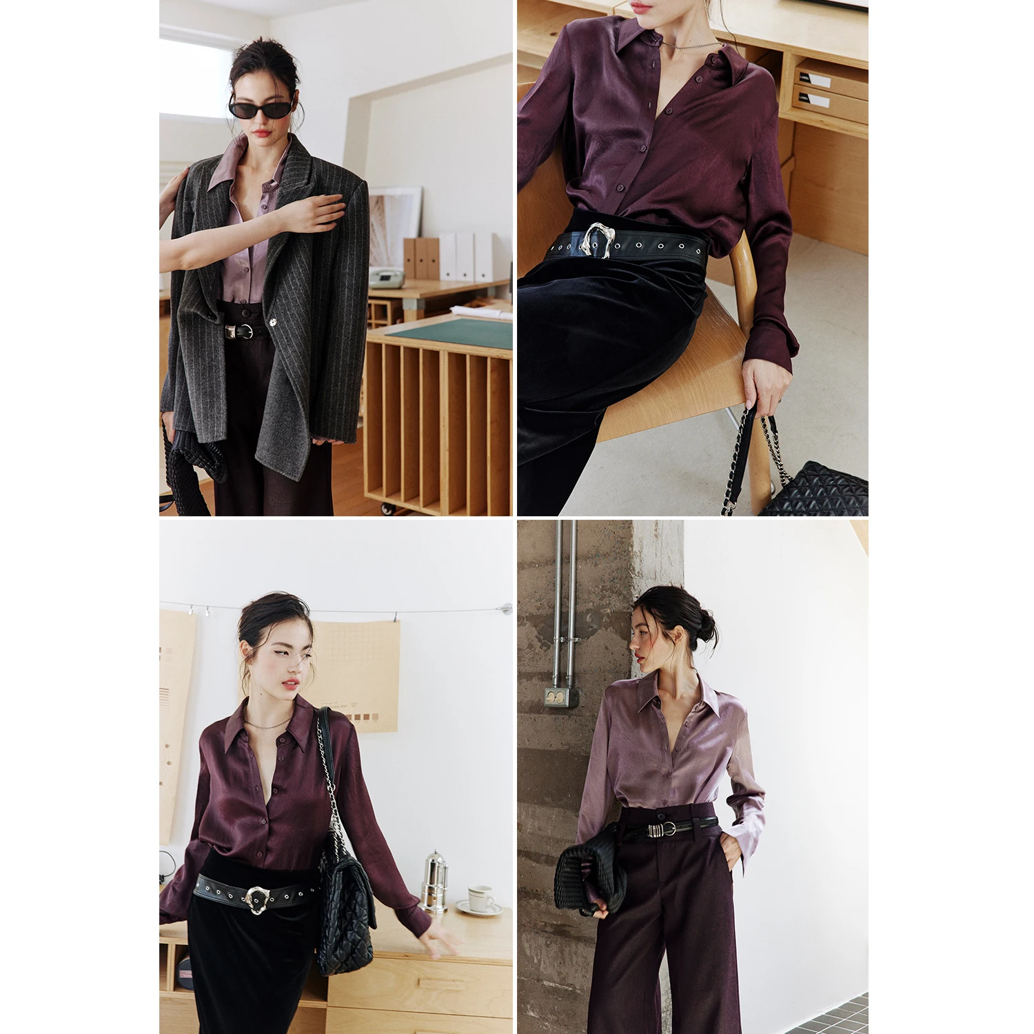 

Женская блузка Rosebanks Basic Fit из ацетатного сатина с текстурой, в стиле Old Money, с длинным рукавом, для повседневной носки, стандартной длины