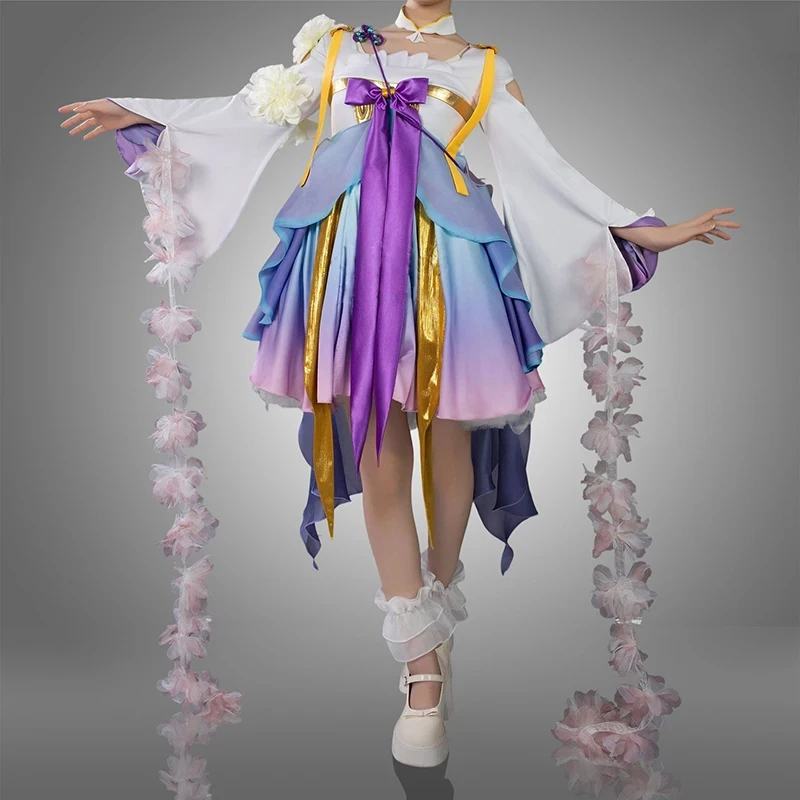

ER1KGame King of Glory Cosplay Costume Dolia New Skin Dreamy Cute Party Comic Con Carnival Princess Dress Wig Full Set5H[
