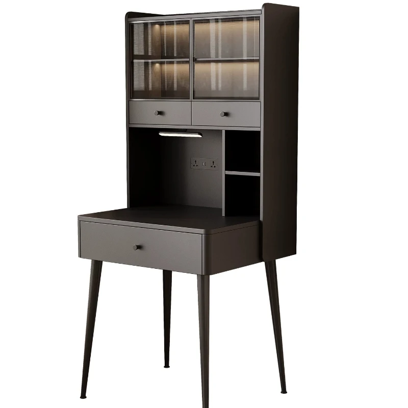 Desk bookshelf integrated bedside table bedroom solid wood bookcase dresser 60/70/80/100/120cm
