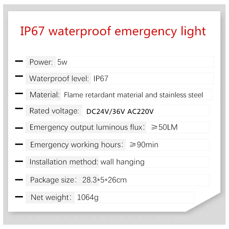 IP67 Waterproof Double Head Emergency Light Cold Storage Tunnel Outdoor Emergency Lighting Stainless Steel Panel Fire Exit