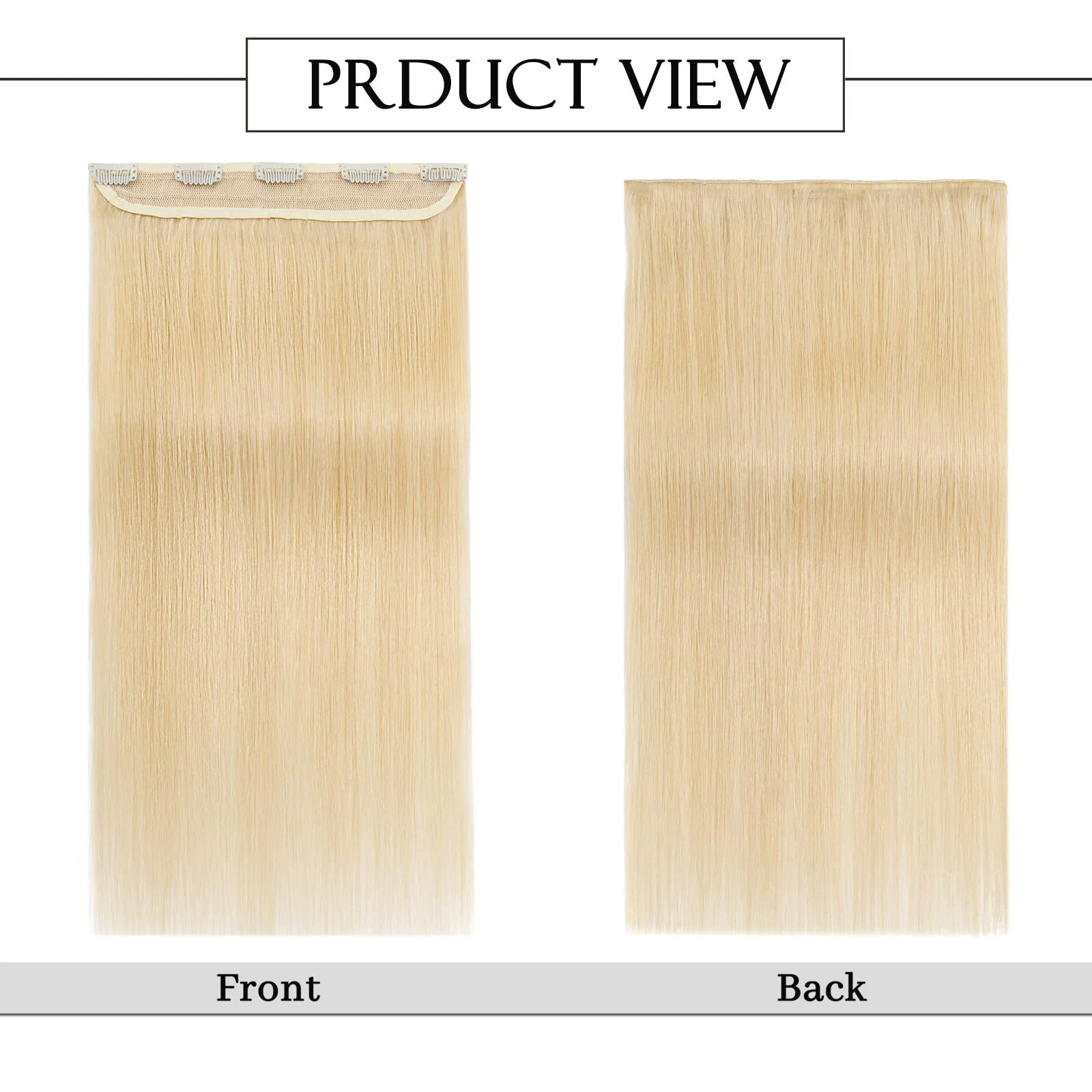 5 Clip In Hair Extensions 3/4 Full Head Standard Weft Straight Clip in Hair Extensions #613 Bleach Blonde 100% Remy Human Hair