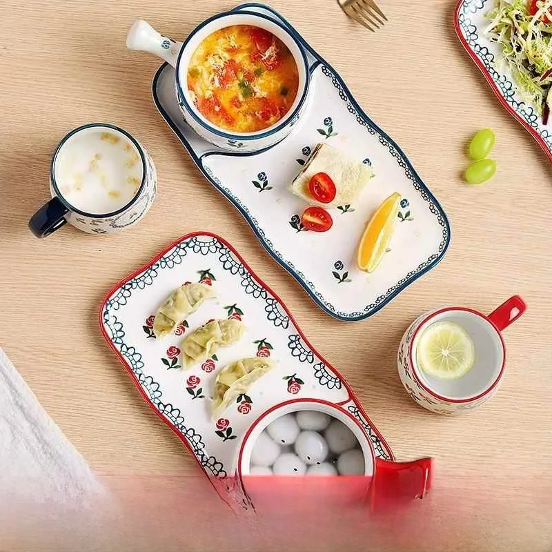 

Creative Ceramic Breakfast Bowl with Handle Cute Cartoon Design Small Soup Pot Irregular Shape Dishwasher Safe Adult Dinnerware
