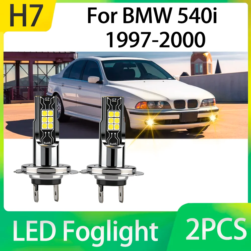 

2X 100W High Power H7 LED Car Fog Light Bulbs Canbus No error 3000K Warm Yellow Plug and Play For BMW 540i 1997 1998 1999 2000