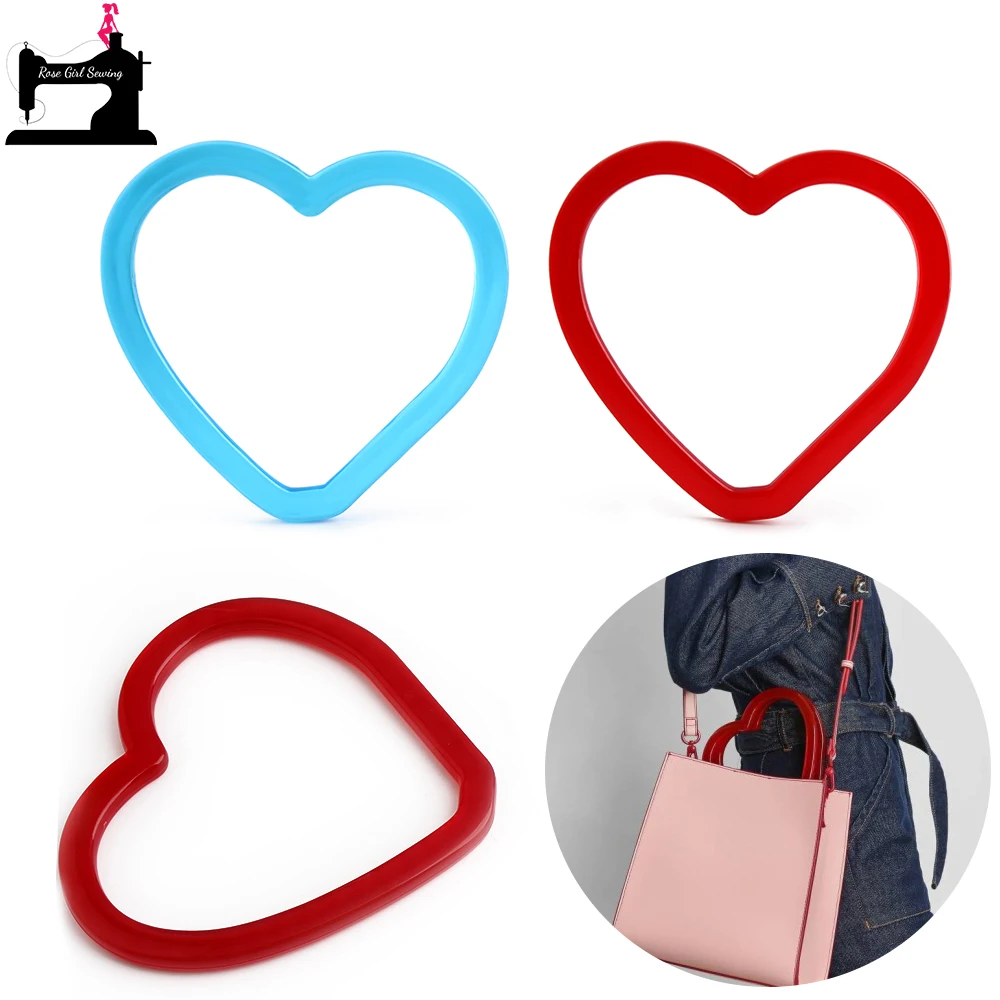 

2/10PCS Red,Blue Peach Heart Shape Resin Ring Handles For Women's Messenger Bag Handbag Straps DIY Purse Frame Decor Accessories