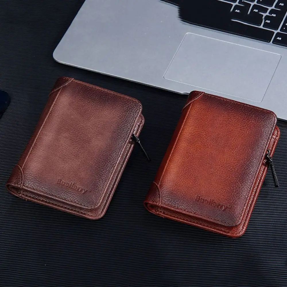 

Small Business Men's Wallet Zipper RFID Protection Man Money Bag 3 Layers Gift Male Card Holder For Men and Women