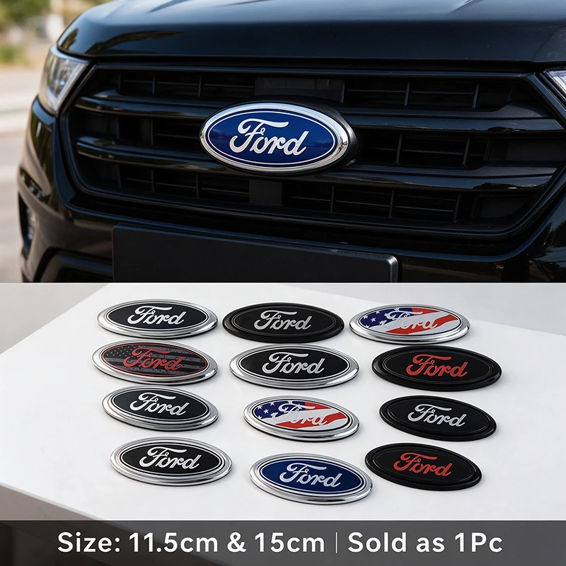 ABS Ford Rear Trunk Decals for Mondeo Transit Escape Fiesta Explorer Ranger Focus Car Sticker Front Hood Emblem Hub Caps