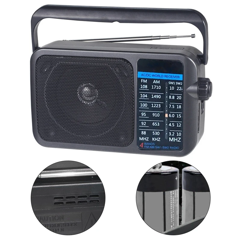 Full Band Radio IS-2400AC Portable Vintage Handheld FM Radio With Speakers Battery-Powered For All Occasions