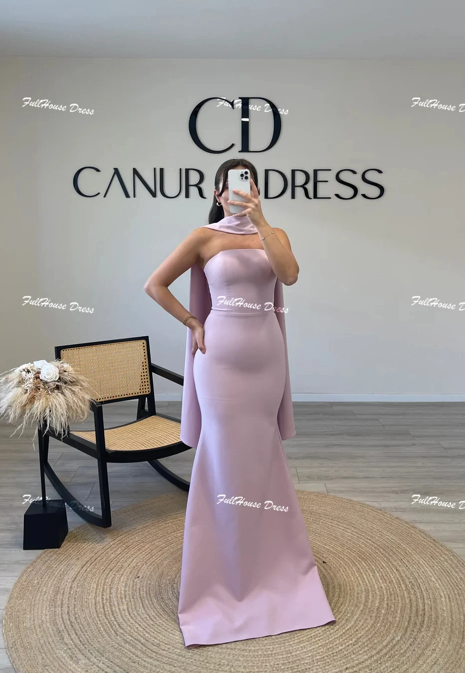 Custom Made Women's Boat Collar Solid Simple Evening Dress Sexy Mermaid Backless Floor Length Party Dress with Court