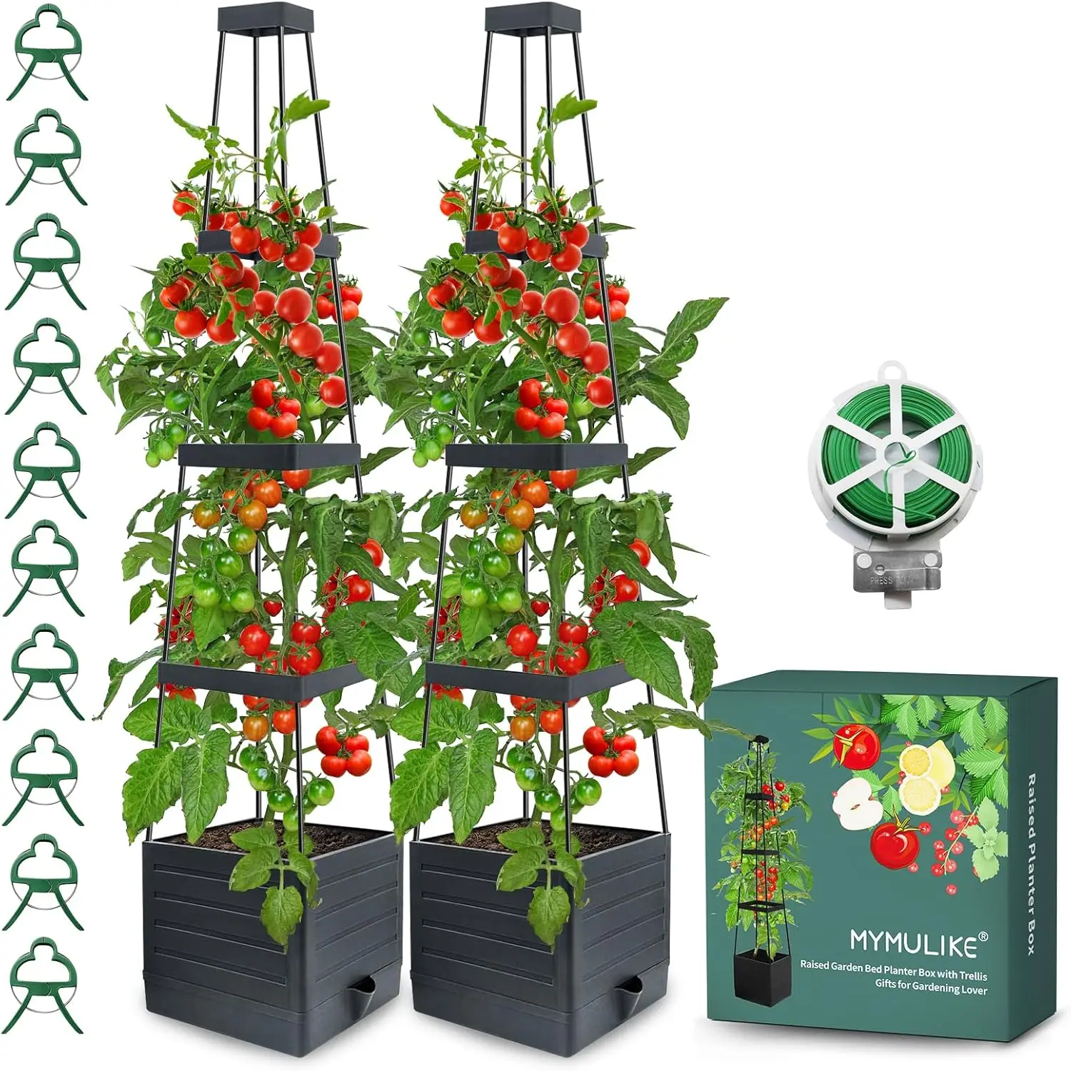 

2 шт., приподнятая садовая кровать, кашпо с решеткой, 58 дюймов, кашпо для томатной клетки, приподнятая садовая кровать с решеткой для восхождения овощей