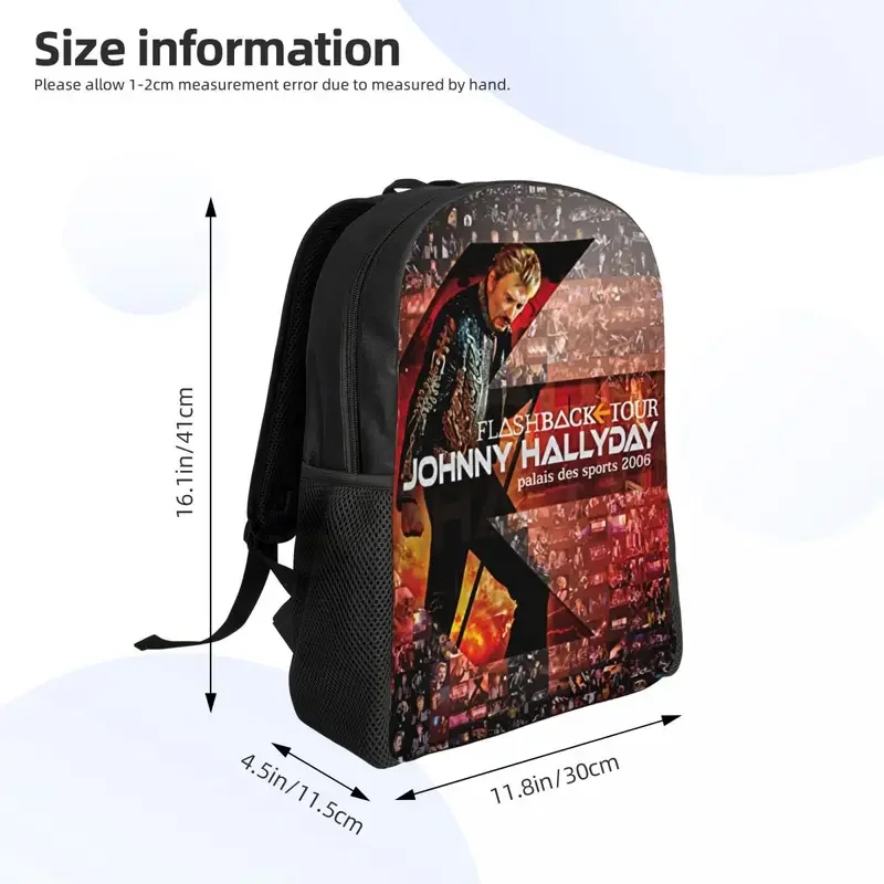 Sac à Dos Personnalisé Johnny Hallyday pour Ordinateur Portable SR, Style Rock Français, à la Mode, pour Étudiant, pour Chanteur