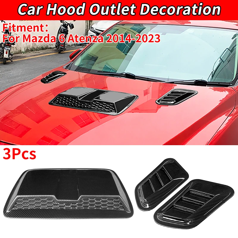 

For Mazda 6 Atenza 2014-2023 Bonnet Vents Car Hood Bonnet Vents Carbon Fiber Texture Car Vents Grilles Air Flow Intake Hoods ABS