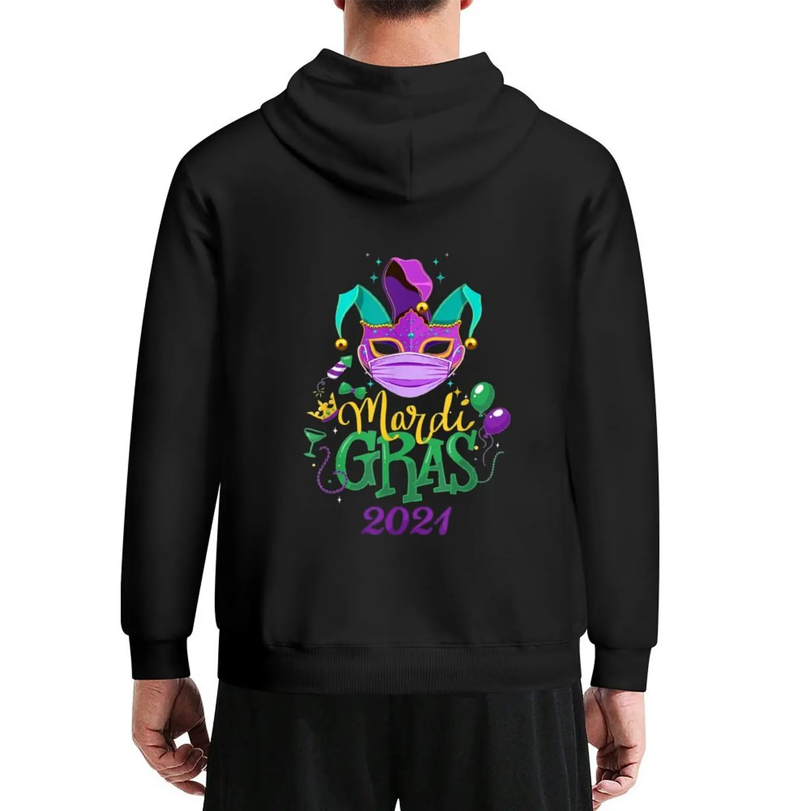 

2021 Mardi Gras Costume Mardi Gras 2021 Quarantine Face Mask Hoodie aesthetic clothing men's sweat-shirt tracksuit