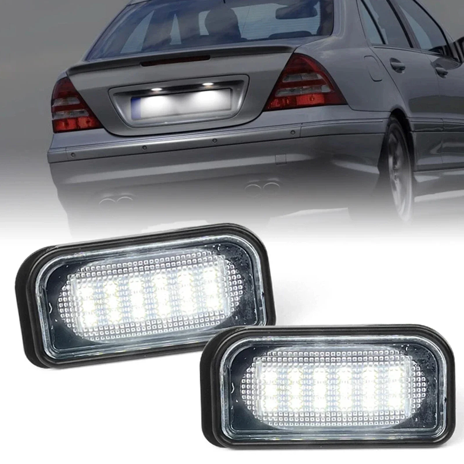 

LED License Plate Lights Number Lamp For Mercedes Benz S203 W211 S211 W219 C219 R171 C E Class 18-SMD Xenon White LED Error Free