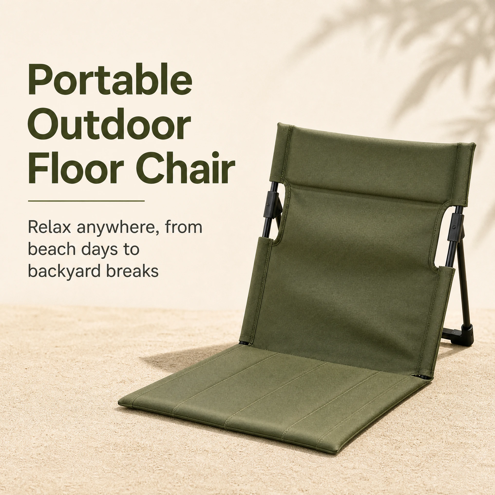 Portable Collapsible Beach Folding Chair Wear‑resistant Oxford Cloth Outdoor Camping Seat with Storage Pocket for Beach Vacation