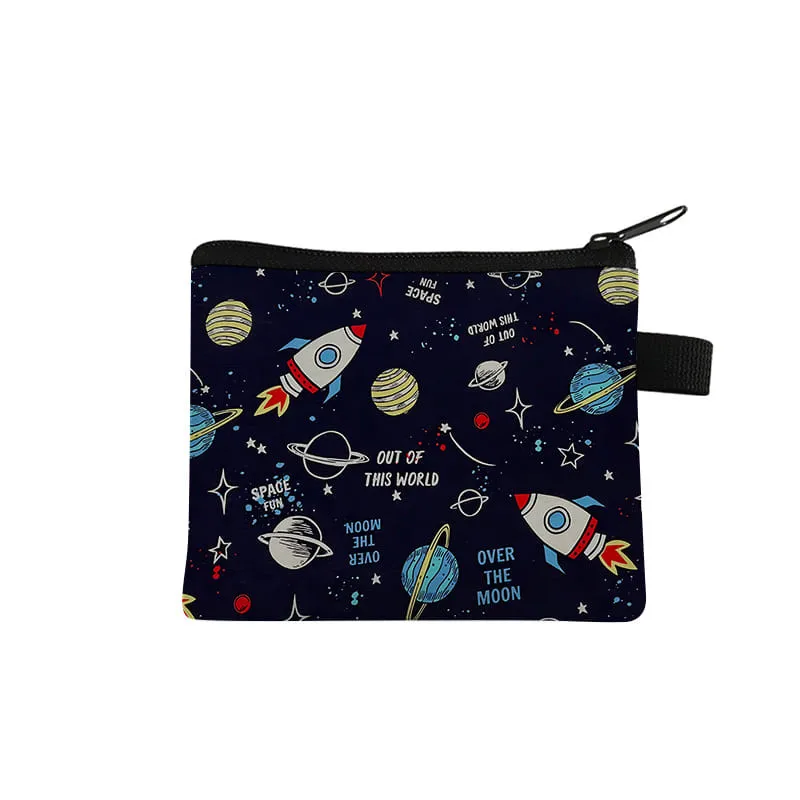 Cosmic Planet Coin Purse Cute Purse for Boy/Girls Best Gifts 2D Flat Cartoon for Children Storage Bag Coin Walle