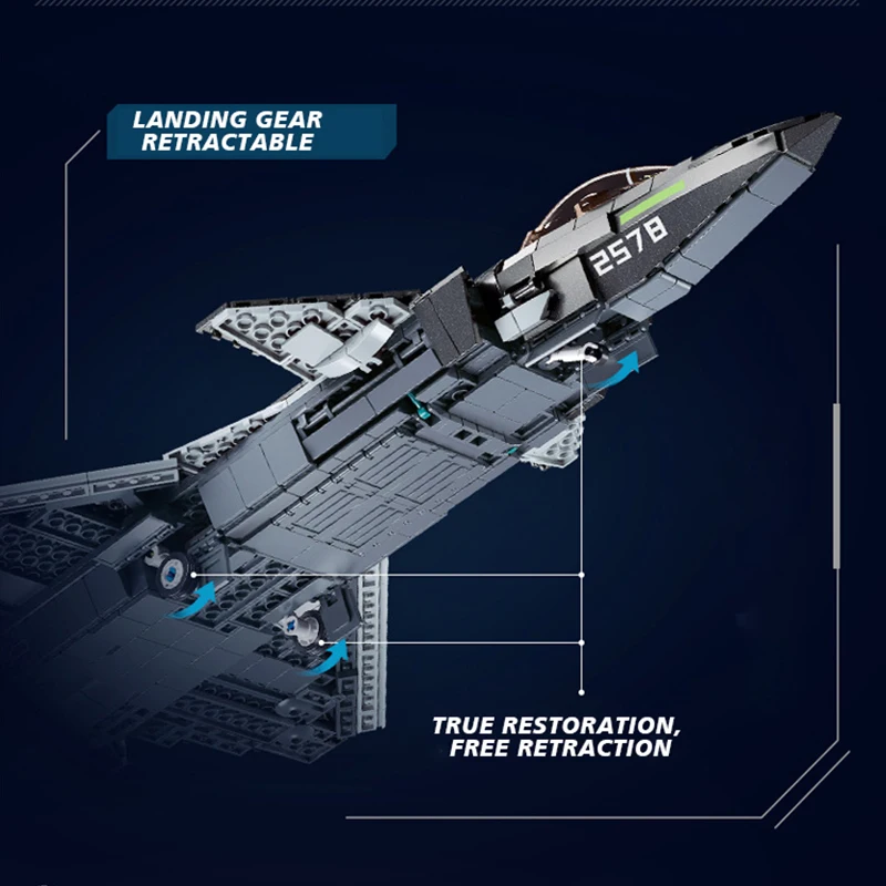 M38-B1187 J-20 Stealth Fighter Model Building Blocks/High-Tech Chinese Fighter Jets Blocks/Toys For Boys Boyfriend Adult Gifts