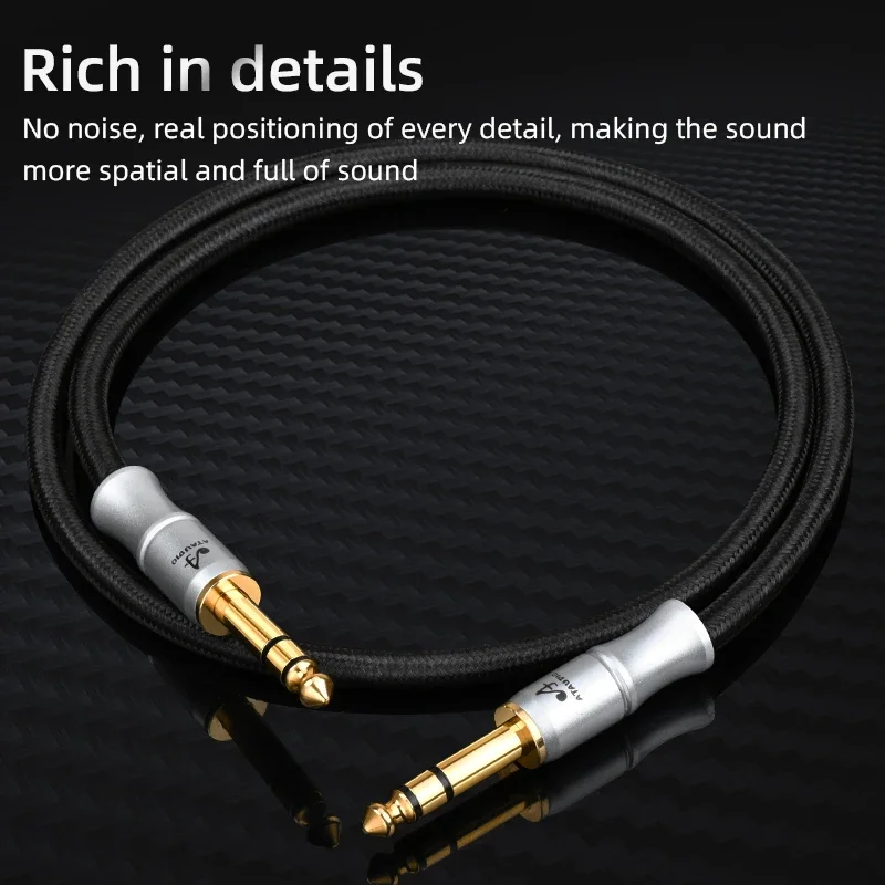 HiFi 6.5mm TRS AUX Cable 6N OFC Spiral Nerve Independent Shielding Stereo 6.5 TRS  Male to Male for Amplifier Mixer