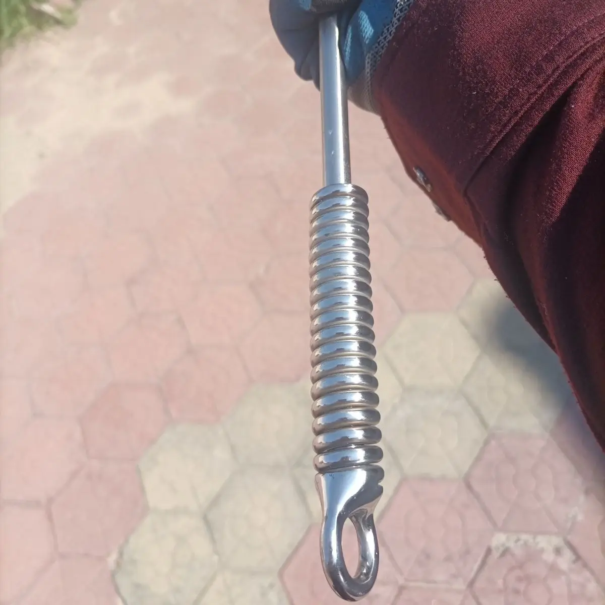 Outdoor EDC Stainless Steel Handmade Fitness Hammer Car Mounted Portable Self-defense Window Breaking Tool Short Stick - Image 4