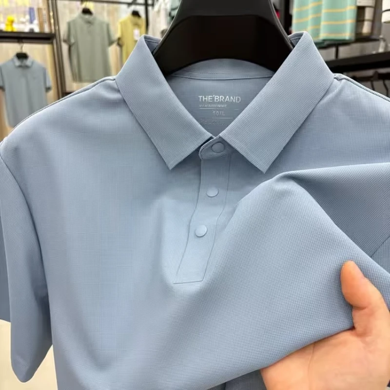 

Мужские рубашки поло с коротким рукавом — 12-цветный эластичный бесшовный дизайн с 4 пуговицами — высококачественная классика и мода