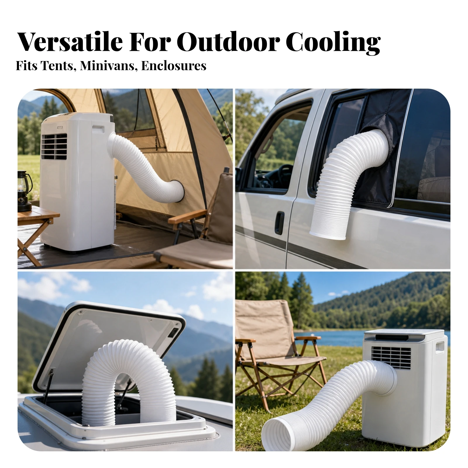 Portable Air Conditioner Exhaust Hose Flexible Portable Air Conditioner Vent Hose Telescoping Adjustable Length for Camping