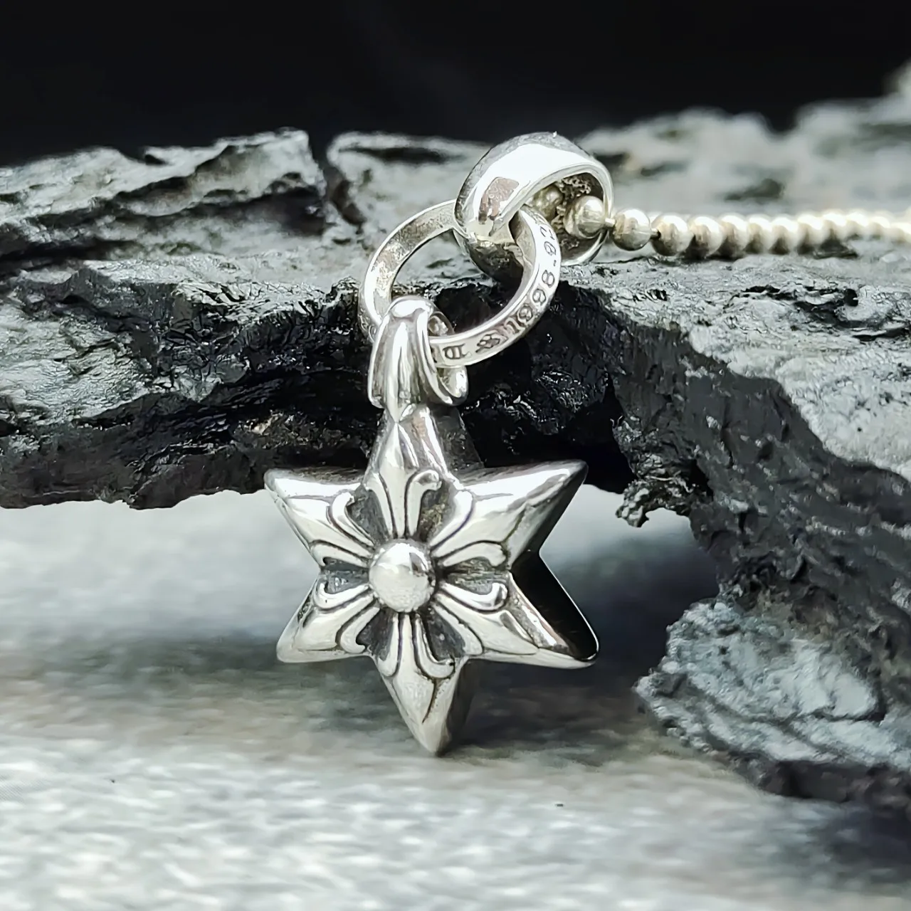 s925 sterling silver retro ins cold style pendant fashion trendy unique cross six-pointed star pendant for women