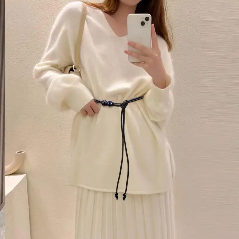 Female Waist Chain Thin Belt Simple Decoration Tie With Dress Long Waist Rope Knotted Vintage Dresses String Waistband