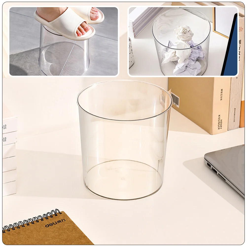 

2Pcs Transparent Trash Bin Premium Plastic Waste Can Style for Bedroom Kitchen Bathroom Multi-Purpose Garbage