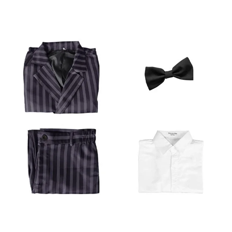 Wednesday Gomez Addams Cosplay Costume Halloween Carnival Outfit Men Coat Shirt Pant Tie Suit Party Uniform