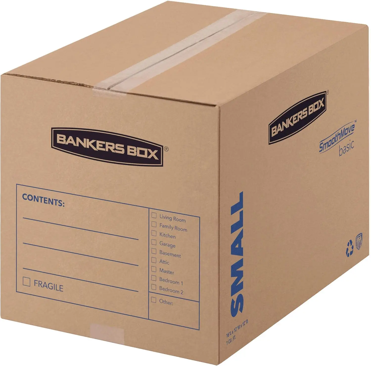 Cajas móviles pequeñas, paquete de 15, etiquetas preimpresidas, 16,5x12,25x12,675 pulgadas para una fácil organización