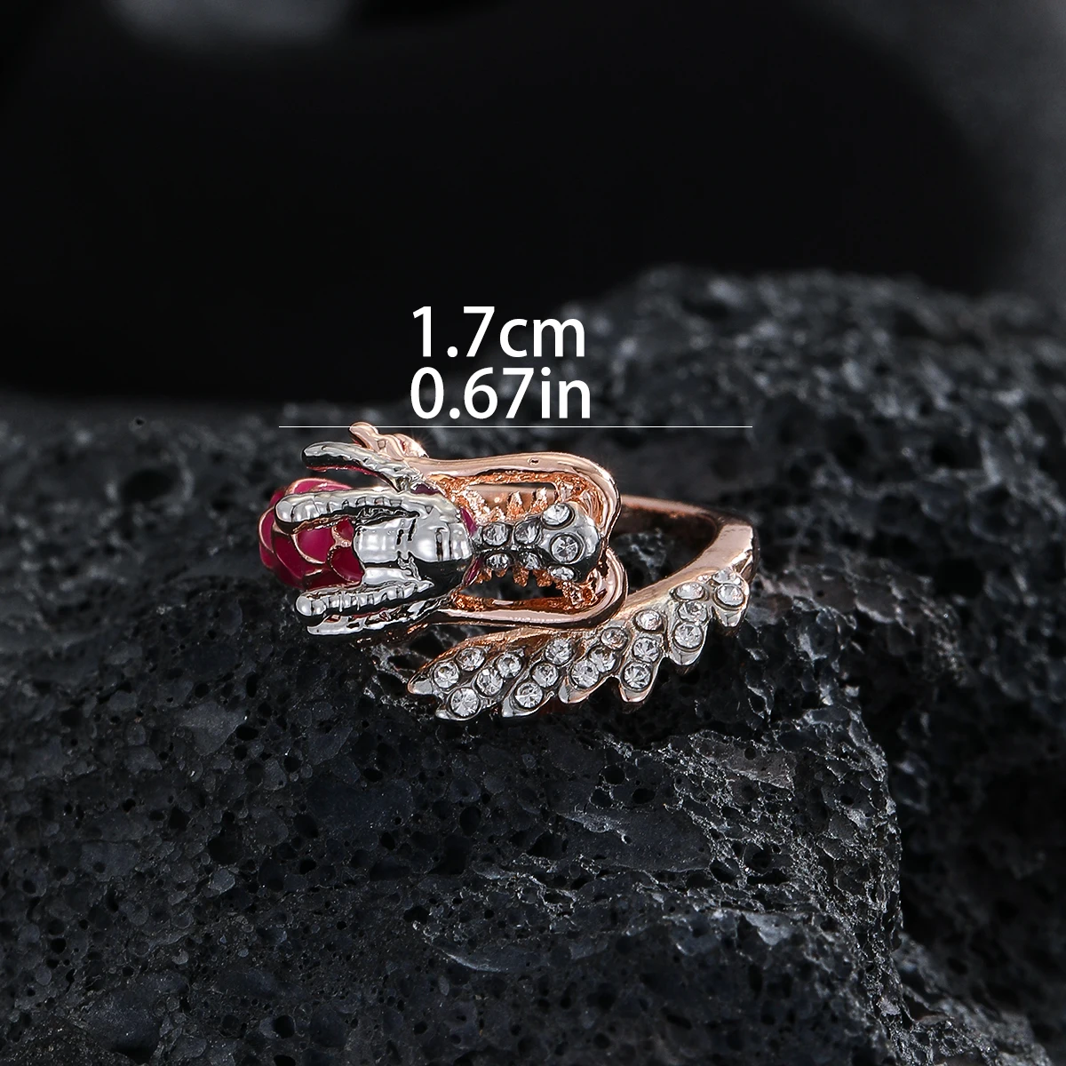 Exquisite Rose Gold Colors Dragon Rings for Women Trendy Metal Inlaid White Stone Wedding  Engagement Jewelry