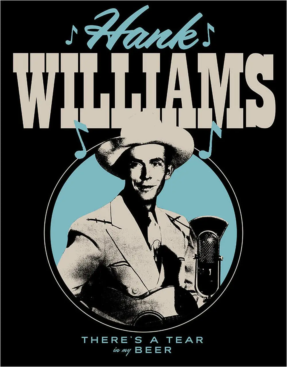Desperate Enterprises Hank Williams - Tear In My Beer Tin Sign - Nostalgic Vintage Metal Wall Décor  - 12.5;W x 16;H