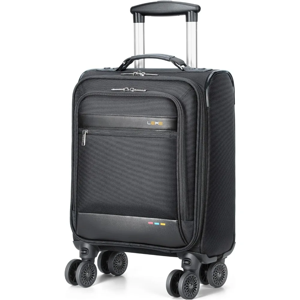 20-дюймовый чемодан для ручной клади Softside, одобренный авиакомпанией и колесами для мужчин и женщин — дорожный деловой чемодан черного цвета