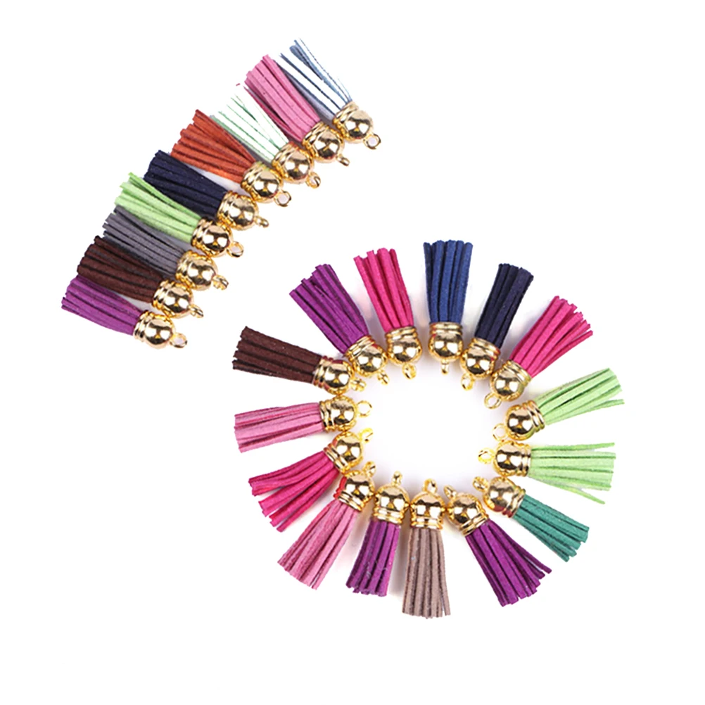 

100pcs Tassels Suede Cellphone Accessory Hanging Pendants Keychain Ears Bag Decor Lightweight With Ring