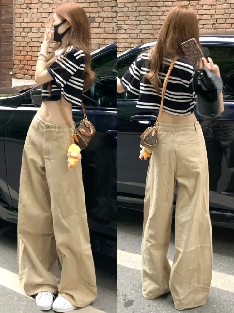 

Прямая рабочая одежда с высокой талией, джинсовые джинсы больших размеров, женские осенне-зимние утягивающие широкие брюки в стиле ретро в американском стиле