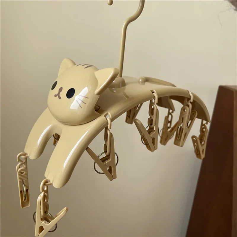 

Joylove Cute Cartoon Cat Drying Rack Ins Wind Girl Multifunctional Drying Rack 10 Clip Drying Socks Drying Underwear Hanger