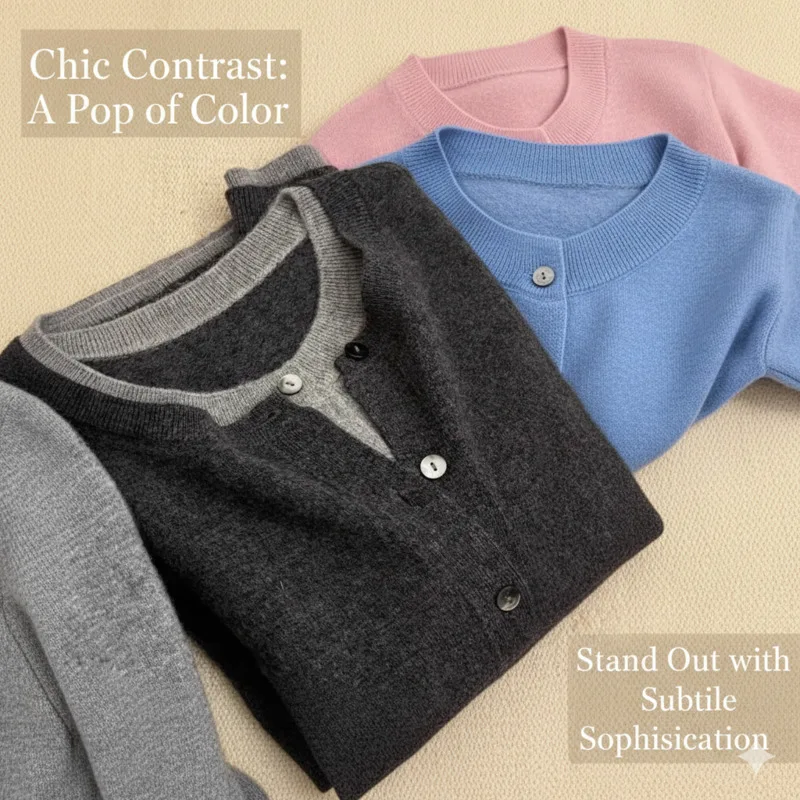 

Корейский серый искусственный вязаный свитер из 2 предметов, женский осенне-зимний цвет, темно-серый высококачественный шерстяной свитер на пуговицах, новый топ