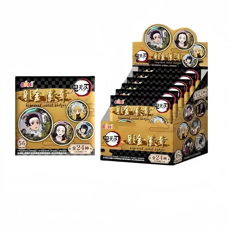 Hot 5.8cm Demonslayer Bar Blind Box Kamado Tanjiro Anime Keychain Carving Gold Badge Brooch Peripheral Friend Christmas Gift
