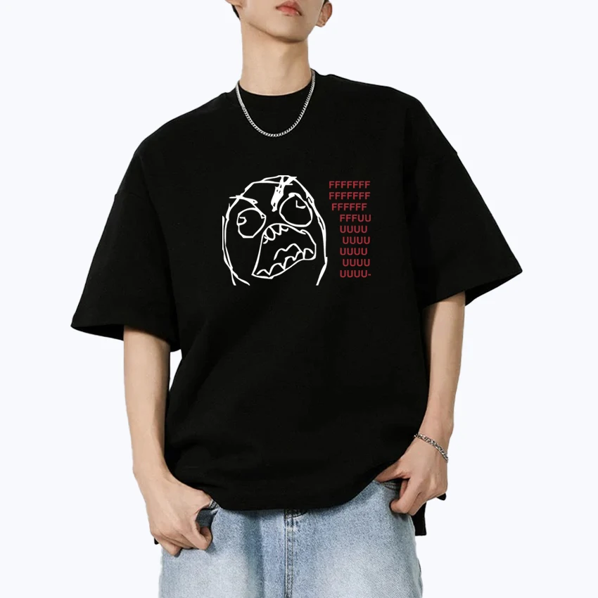 

Funny Rage Guy Summer Y2K Oversized Tee shirt 100% Cotton Men Women short sleeve t-shirts Crew Neck Unisex Cute Kawaii clothing