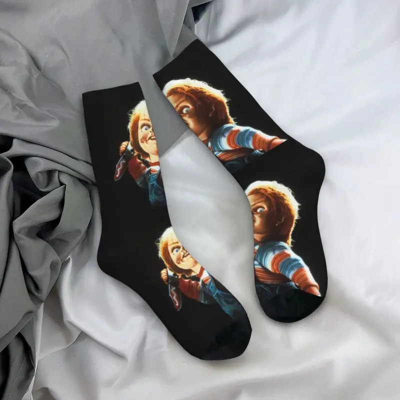 Neuheit Männer der Horror Teufel Puppe Chucky Kleid Socken Unisex Warme Breathbale 3D Gedruckt Kind der Spielen Film Crew Socken