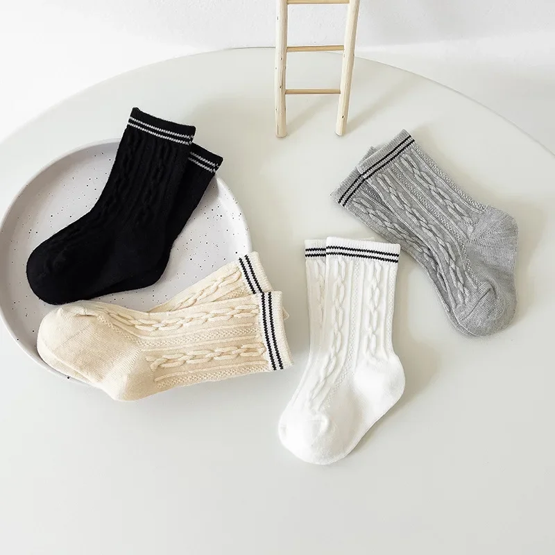 Kids Boy Girl Sock Fashion Simplicity Solid Color Calf Sock for Toddler Boy Girl Spring Autumn Wool Cashmere Warm Children Sock